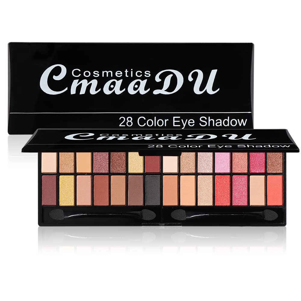 28 Colors Eyeshadow Palette with 2-side Brushes Makeup eyeshadow Pallet  Highly Pigmented Waterproof Gift Set