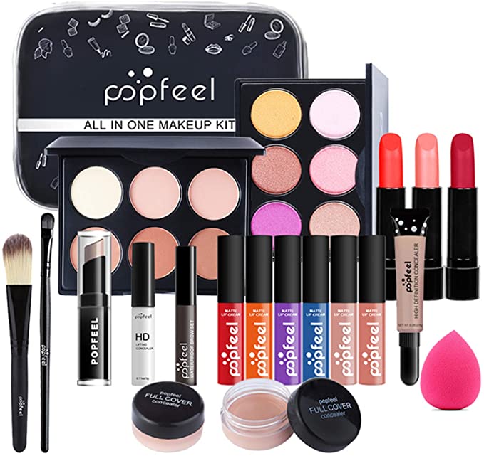 20Pcs All-in-one Makeup Set Gift Surprise | Full Makeup Kit for Women Cosmetic Essential Starter Bundle with Eyeshadow Palette Lipstick Blush Foundation Concealer Face Powder Lipgloss Brush