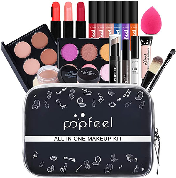 20Pcs All-in-one Makeup Set Gift Surprise | Full Makeup Kit for Women Cosmetic Essential Starter Bundle with Eyeshadow Palette Lipstick Blush Foundation Concealer Face Powder Lipgloss Brush
