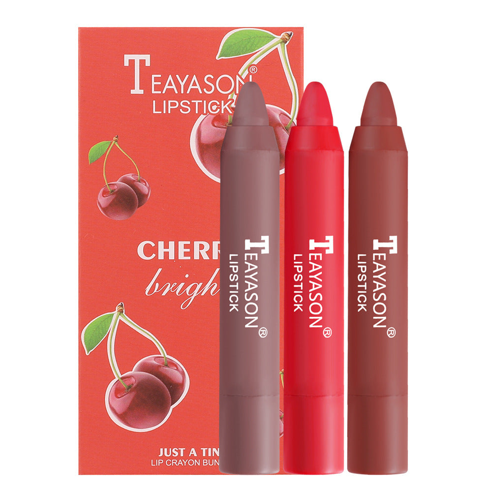 3pcs Velvet Matte Lipsticks Set Multi-Fruit-Flavour Long-lasting Waterproof