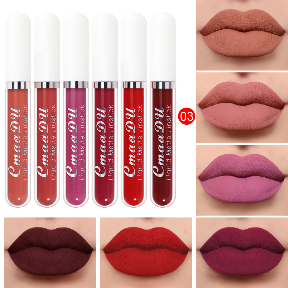 6-colour Matte Lip Gloss Set Sexy Liquid Lipstick Waterproof Long Lasting Moisturizer Professional Lips Balm Makeup