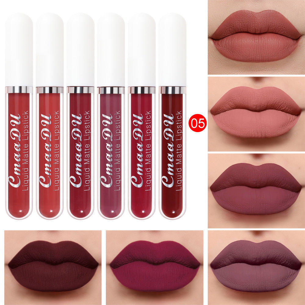 6-colour Matte Lip Gloss Set Sexy Liquid Lipstick Waterproof Long Lasting Moisturizer Professional Lips Balm Makeup