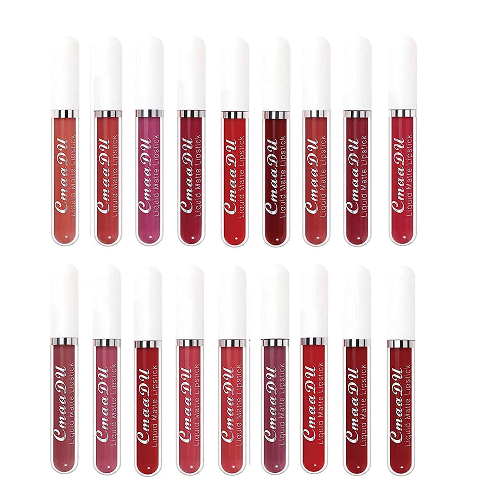 18-Color Liquid Lipstick, Matte Non-Stick Cup Waterproof Lipstick Long Lasting Lip Gloss, High Pigmented Velvet Lipgloss Beauty Cosmetics Makeup Gift for Girls