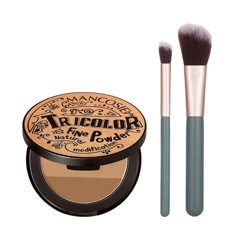 3-colour 3D Contouring Concealer Cream Powder with Contour Brushes 3-in-1 3 Colour Shades to Cover Shade & Blemishes