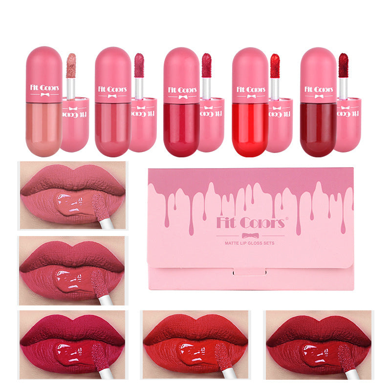 5-in-1 Matte Lip Gloss Set Moisturizing Long-lasting Waterproof