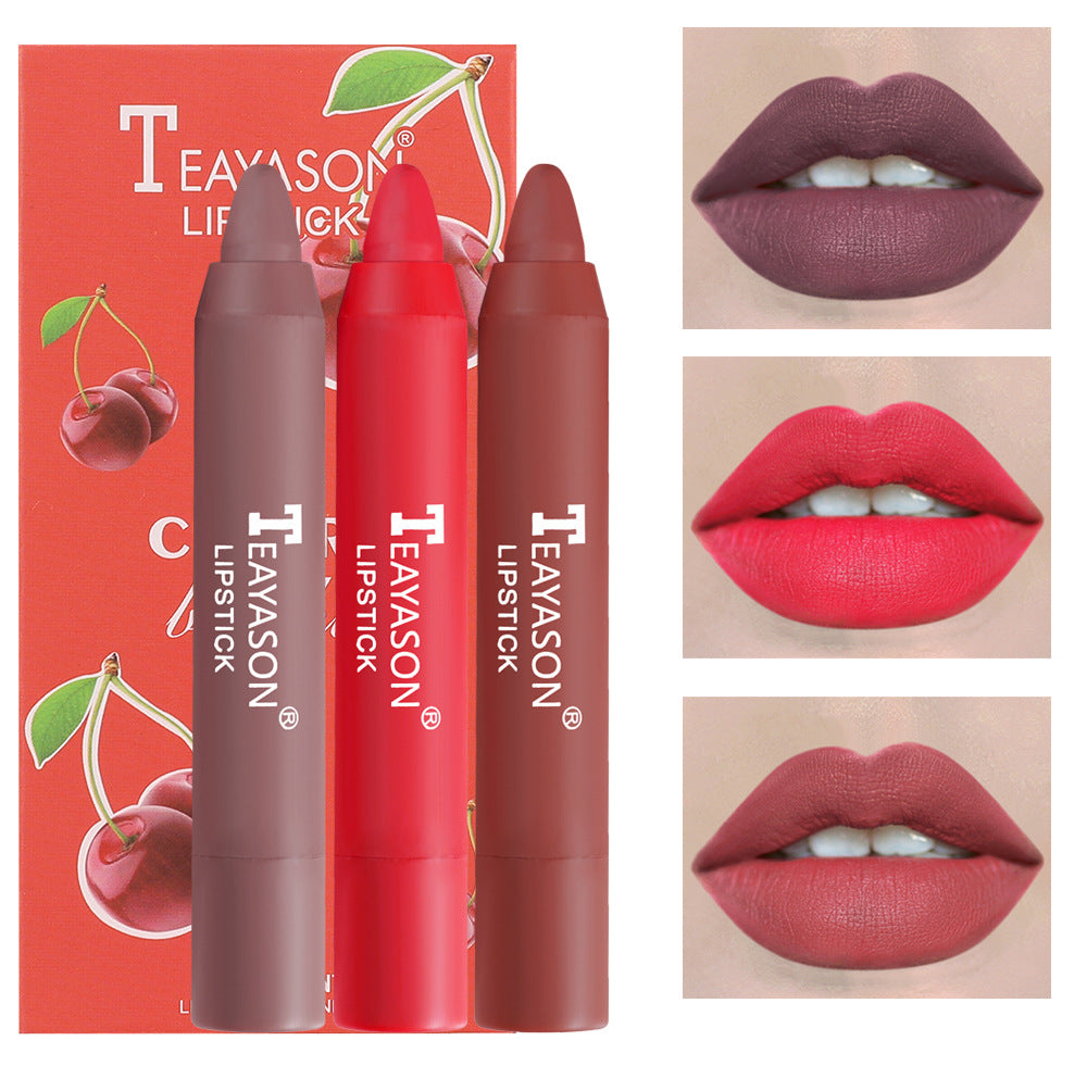 3pcs Velvet Matte Lipsticks Set Multi-Fruit-Flavour Long-lasting Waterproof